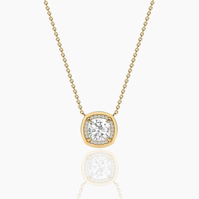 14K Natural Diamond Halo Necklace