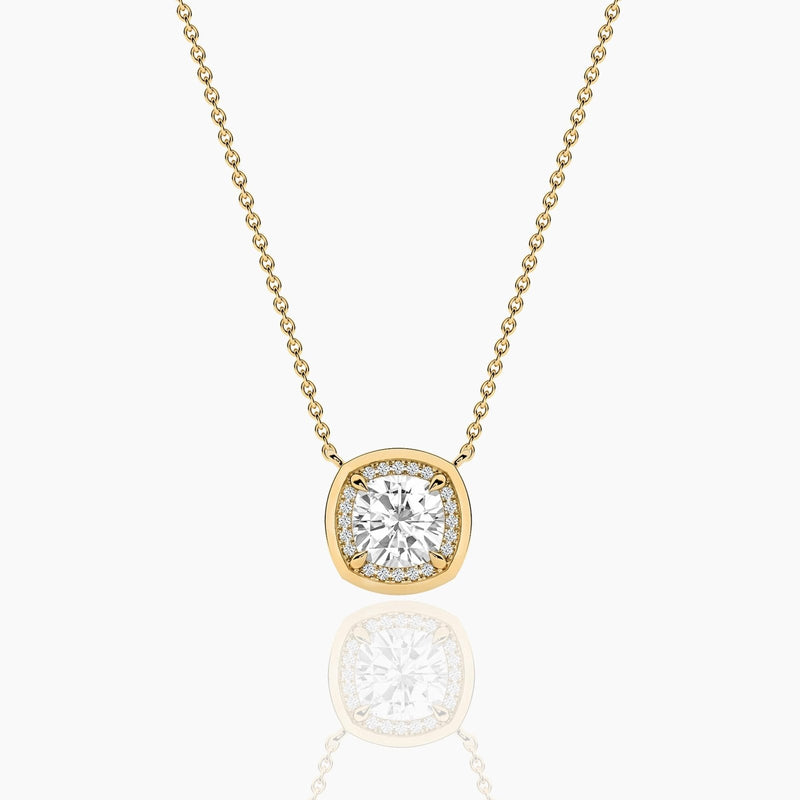 14K Natural Diamond Halo Necklace