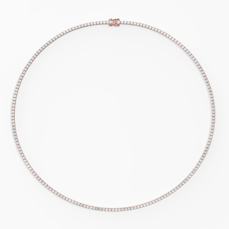 14K Solid Gold Flexible Lab Grown Diamond Tennis Choker Necklace For Women