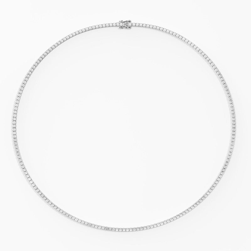 14K Solid Gold Flexible Lab Grown Diamond Tennis Choker Necklace For Women