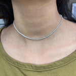 18k Solid Gold Flexible Natural Diamond Tennis Necklace | Choker Necklace - Close Up