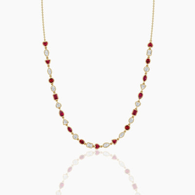 18k Solid Gold Natural Diamond Tennis Necklace in Bezel Set