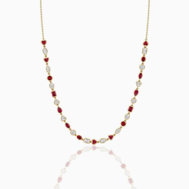 14K Natural Diamond Bezel Tennis Necklace
