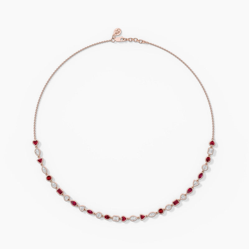 14K Natural Diamond Bezel Tennis Necklace