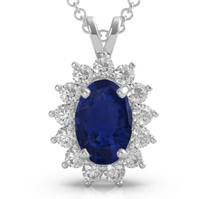 14K Lab Grown Diamond Halo Pendant Necklace