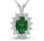 14K Lab Grown Diamond Halo Pendant Necklace