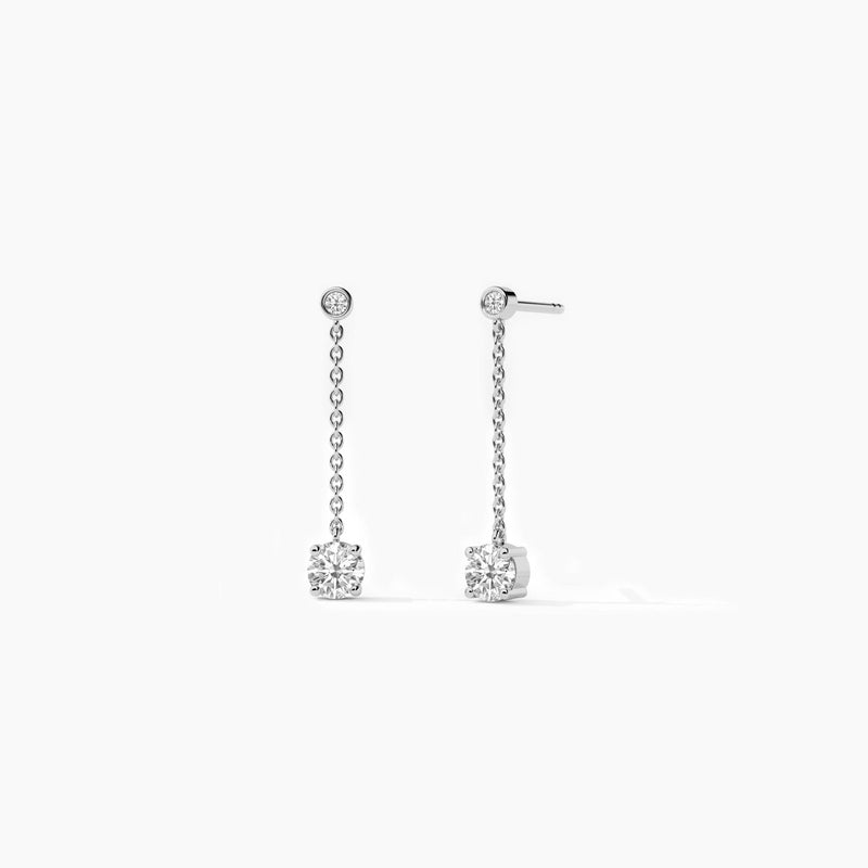 18k Solid Gold Lab Grown Diamond Dangle Drop Earrings - View 6 | Riyanika Jewels