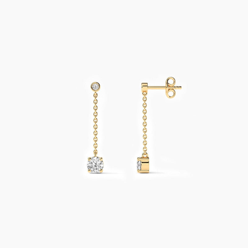 14K Solid Gold Lab Grown Diamond Dangle Drop Earrings