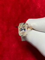 14K 4ct Natural Diamond Cushion Cut Solitaire Engagement Ring