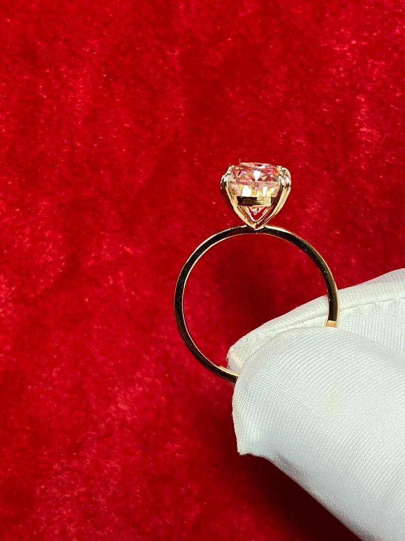 14K 4ct Natural Diamond Cushion Cut Solitaire Engagement Ring
