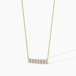 18k Solid Gold Emerald & Round Cut Lab Grown Diamond Bar Necklace - Side View | Riyanika Jewels