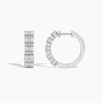 18k Solid Gold Emerald and Round Cut Natural Diamond Hoop Earrings - View 6 | Riyanika Jewels