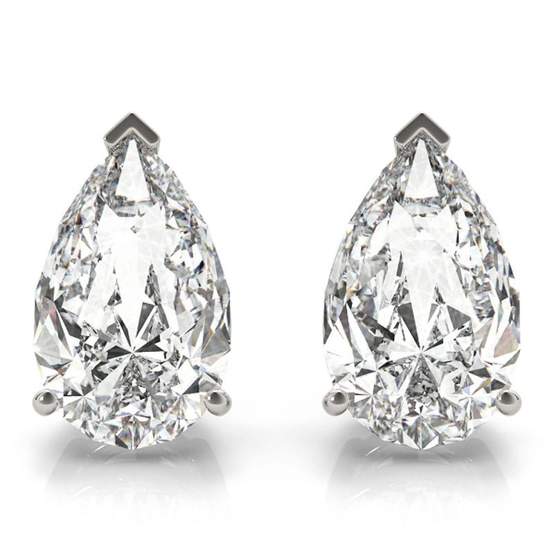 18K Solid Gold 1.50 CTW Lab Grown Diamond Pear Cut Stud Earrings - View 8 | Riyanika Jewels