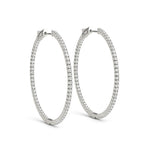 18K Solid Gold 1.50 CTW Natural Diamond Inside-Out Hoop Earrings (27MM)