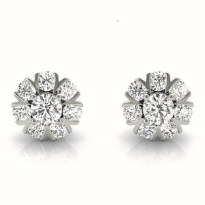 18K Solid Gold 0.50 CTW Natural Diamond Fleur de Diamant Bloom Stud Earrings