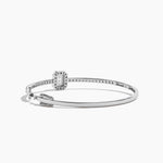 18k Solid Gold Halo Lab Grown Diamond Bangle Bracelet - View 8 | Riyanika Jewels