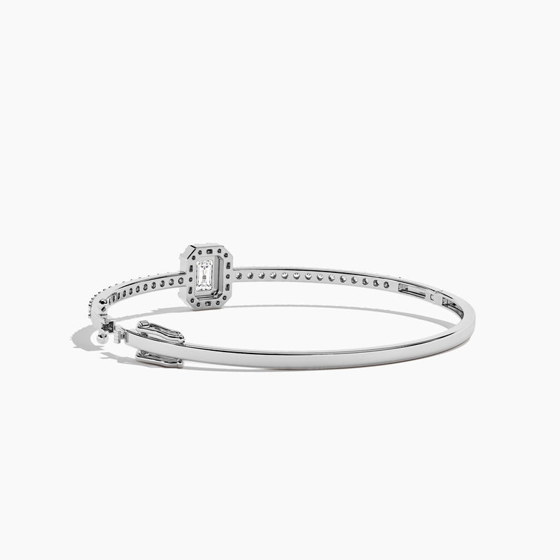18k Solid Gold Halo Lab Grown Diamond Bangle Bracelet - View 8 | Riyanika Jewels