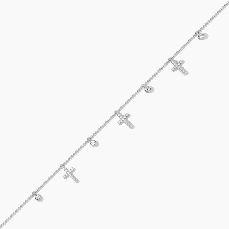 18k Solid Gold Natural  Diamond Cross Station Bracelet - View 6 | Riyanika Jewels