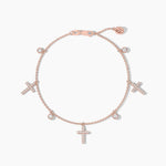 14K Solid Gold Natural  Diamond Cross Station Bracelet