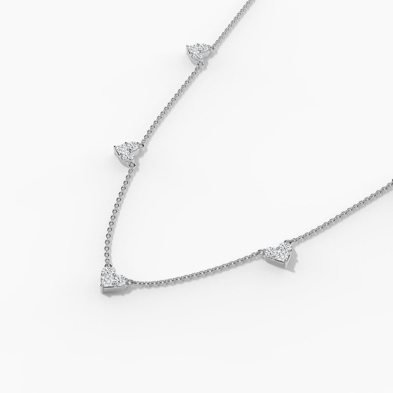 14K Solid Gold Lab Grown Diamond Station Necklace