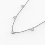 14K Solid Gold Natural Diamond Station Necklace
