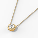 18k Solid Gold Halo Lab Grown Diamond Necklace For Women - View 7 | Riyanika Jewels