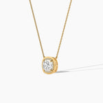 18k Solid Gold Halo Lab Grown Diamond Necklace For Women - Close Up | Riyanika Jewels