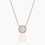 18k Solid Gold Halo Lab Grown Diamond Necklace For Women - Alternate Angle | Riyanika Jewels