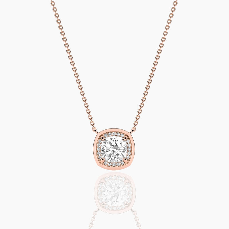 14K Lab Grown Diamond Halo Necklace