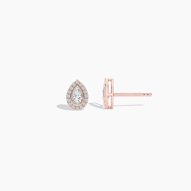 14K Natural Diamond Bezel Stud Earrings