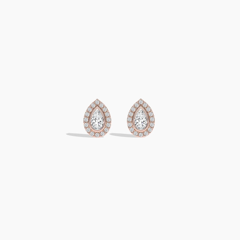 14K Natural Diamond Bezel Stud Earrings