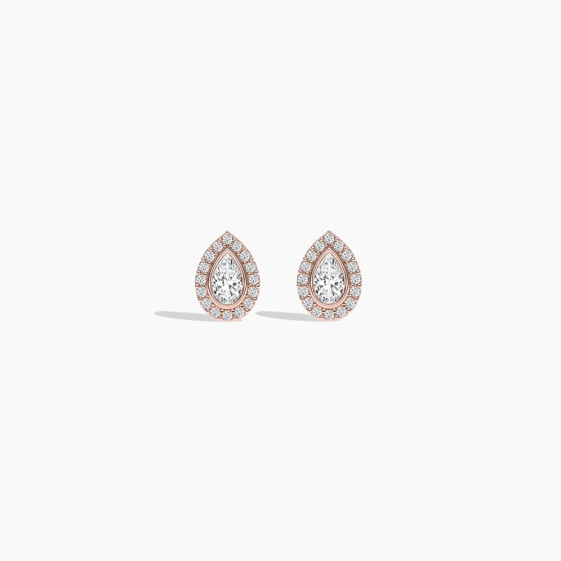 18k Solid Gold Bezel Set Natural Diamond Stud Earrings For Women - Close Up | Riyanika Jewels