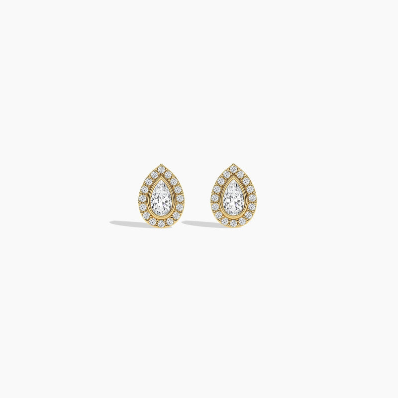 14K Natural Diamond Bezel Stud Earrings
