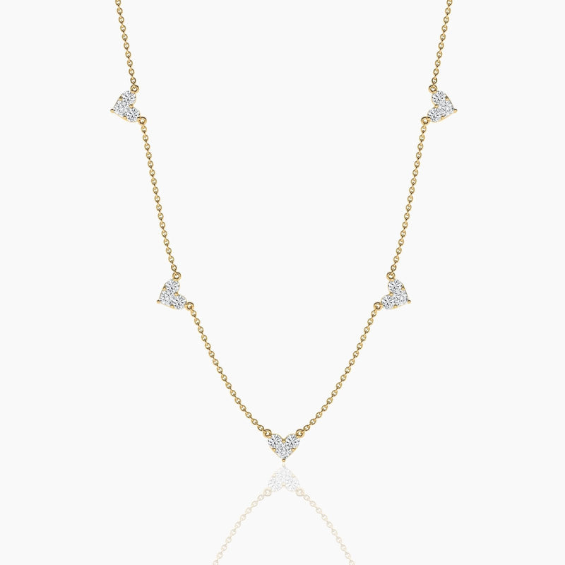 14K Solid Gold Lab Grown Diamond Station Necklace