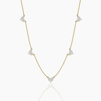 18k Solid Gold Natural Diamond Station Necklace