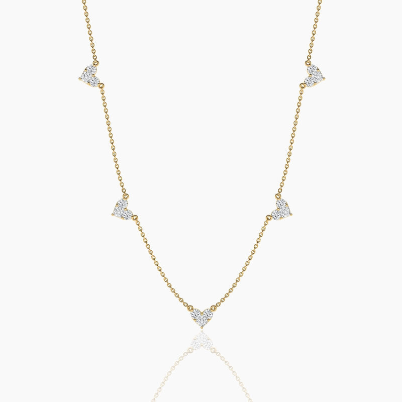18k Solid Gold Natural Diamond Station Necklace
