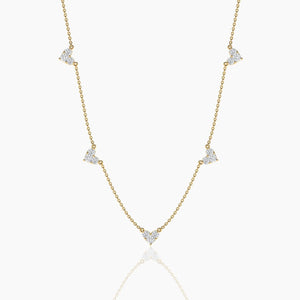 14K Solid Gold Natural Diamond Station Necklace