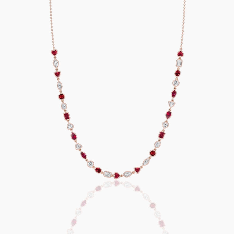 14K Natural Diamond Bezel Tennis Necklace