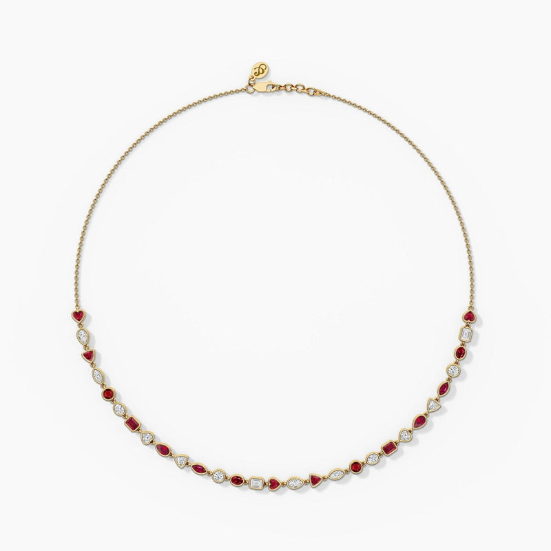 14K Natural Diamond Bezel Tennis Necklace
