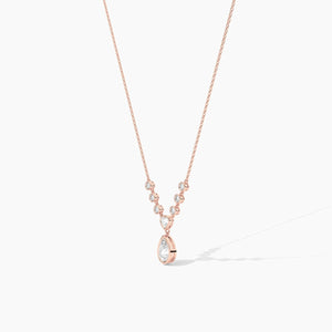 18k Solid Gold Natural Diamond Drop Necklace | Riyanika Jewels