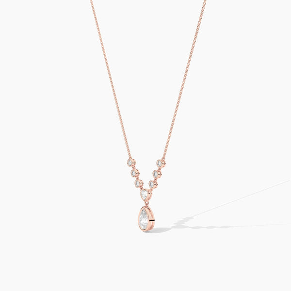 18k Solid Gold Natural Diamond Drop Necklace | Riyanika Jewels