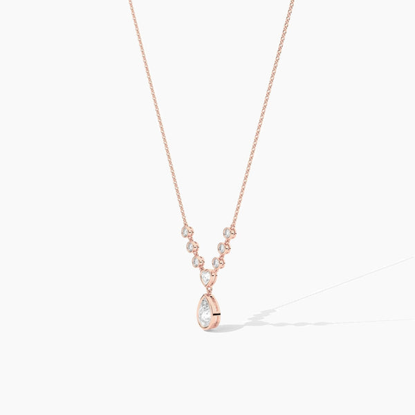 14K Solid Gold Natural Diamond Drop Necklace