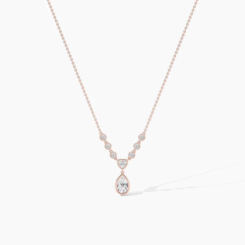 18k Solid Gold Natural Diamond Drop Necklace - Detail | Riyanika Jewels