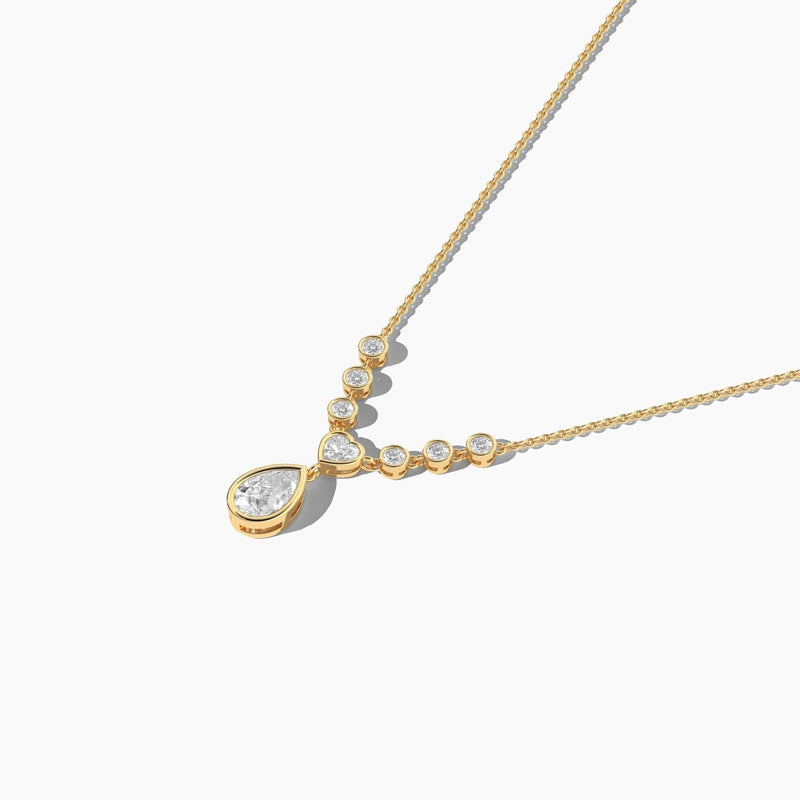 14K Solid Gold Natural Diamond Drop Necklace