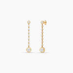 18k Solid Gold Round Natural Diamond Drop Earrings - Side View | Riyanika Jewels