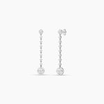 18k Solid Gold Round Natural Diamond Drop Earrings - Alternate Angle | Riyanika Jewels