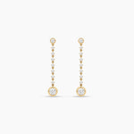 18k Solid Gold Round Natural Diamond Drop Earrings | Riyanika Jewels