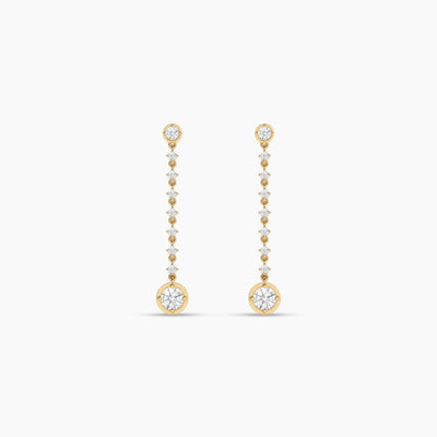 18k Solid Gold Round Natural Diamond Drop Earrings | Riyanika Jewels