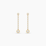 14K Natural Diamond Round Cut Drop Earrings