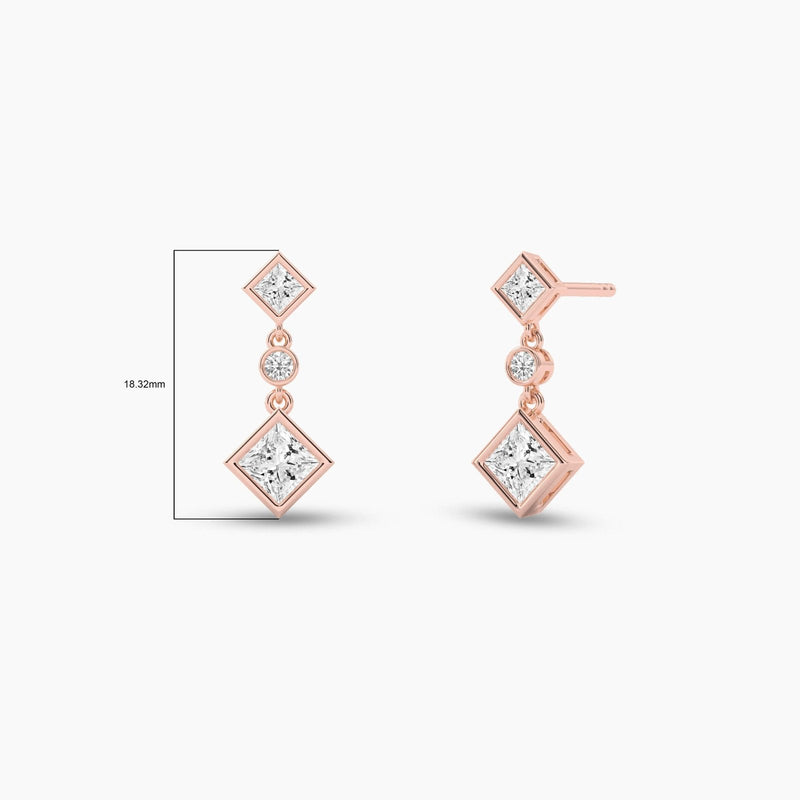 14K solid gold Natural Diamond Dangle Drop earring